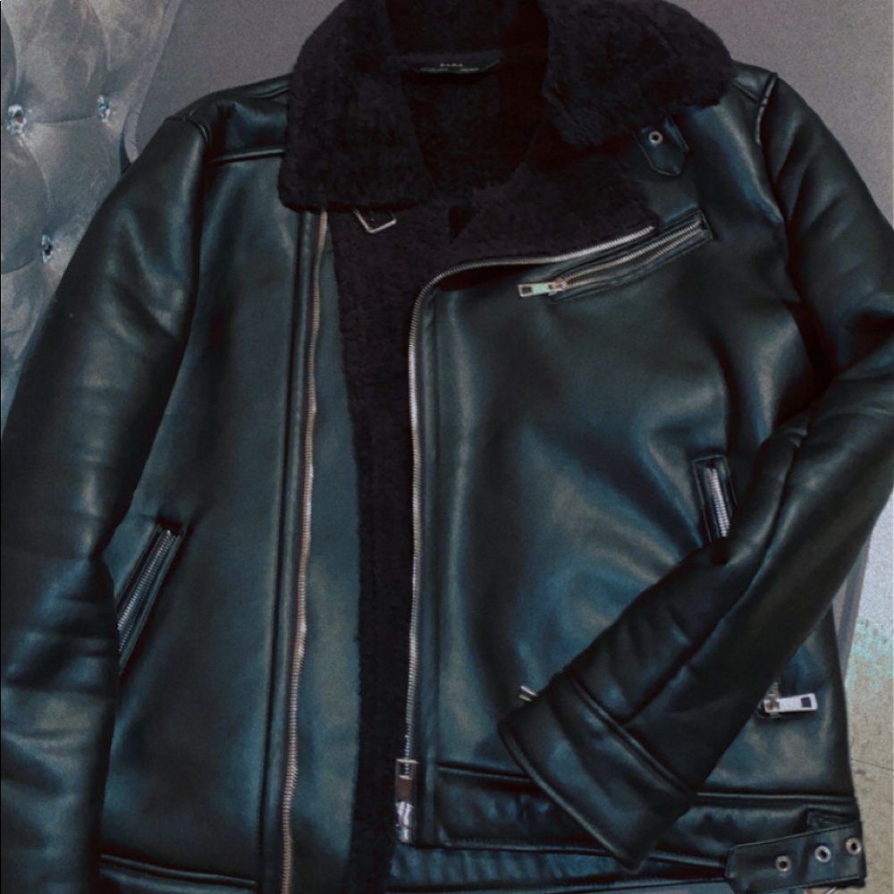 Mens Zara coat with fur